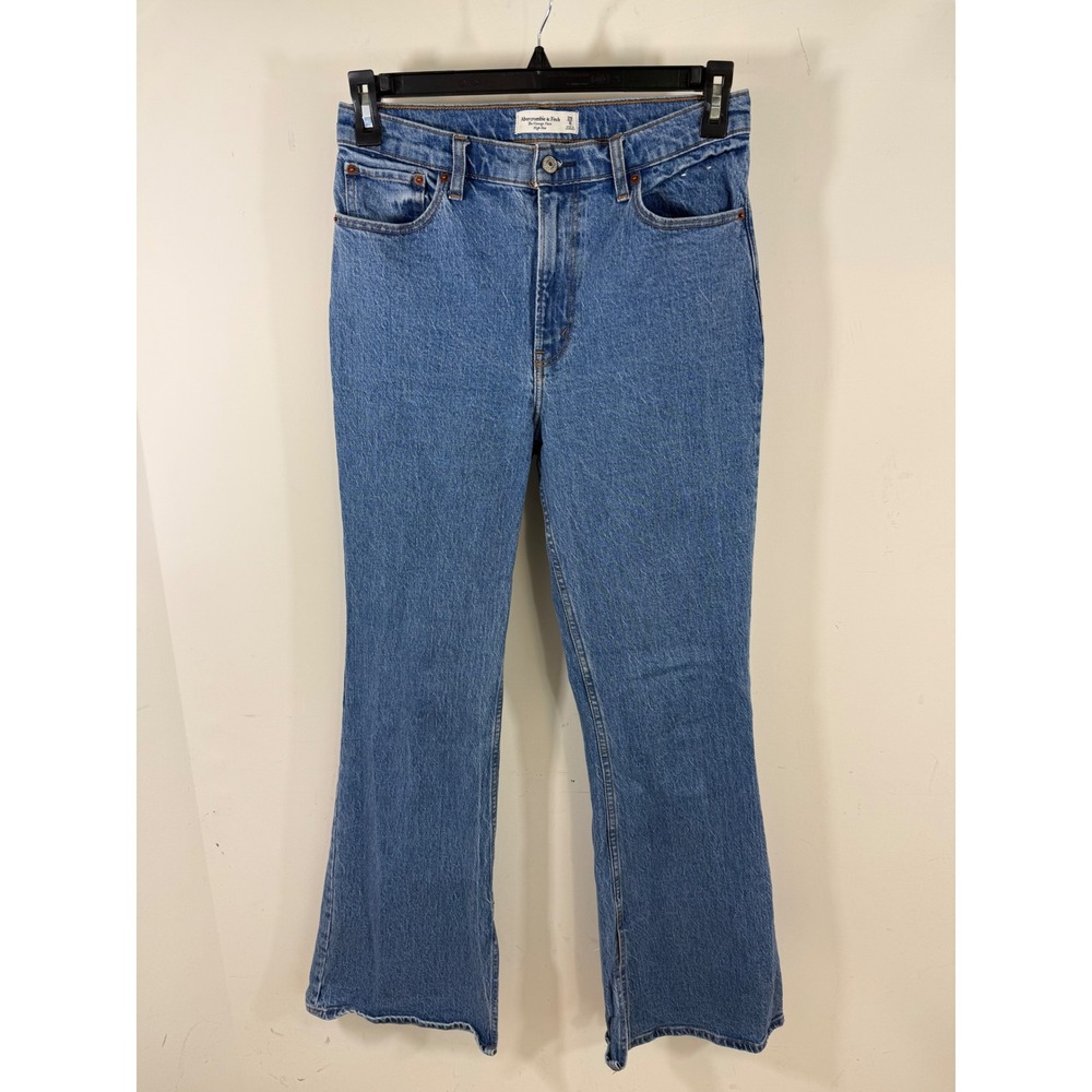 Abercrombie & Fitch Women's 29 High Rise Vintage Flare Jeans Blue Split Hem